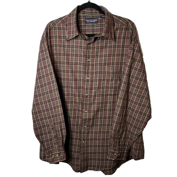 Roundtree & Yorke Shirt Men's XLT Button Up Multicolor Plaid Pocket Long Sleeve - Picture 1 of 8